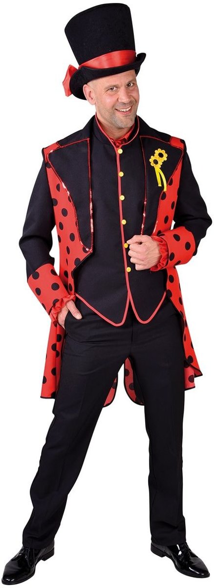 Lieveheersbeest Kostuum | Lieveheersbeestje Rood Zwarte Kever Slipjas En Vest Man | Medium | Carnaval kostuum | Verkleedkleding